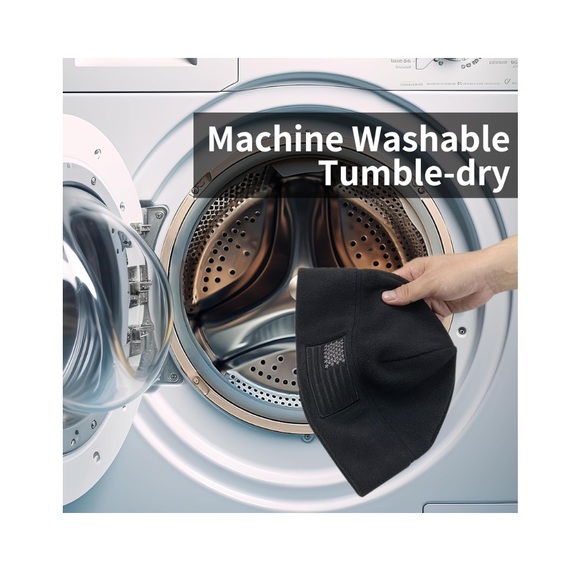 🆕Black Fleece Beanie Unisex Winter Hat with Flag Patch - Picture 3 of 4